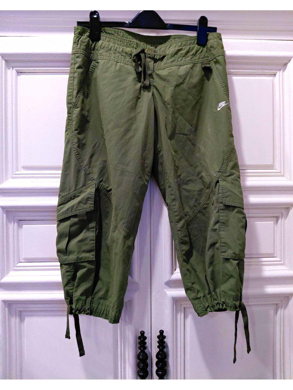 Nike Womens Green Jogger Pants S Drawstring Elastic Waist Pockets Cotton